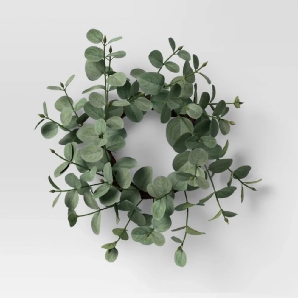 New 12" Artificial Eucalyptus Wreath Green from Threshold - Picture 3 of 6